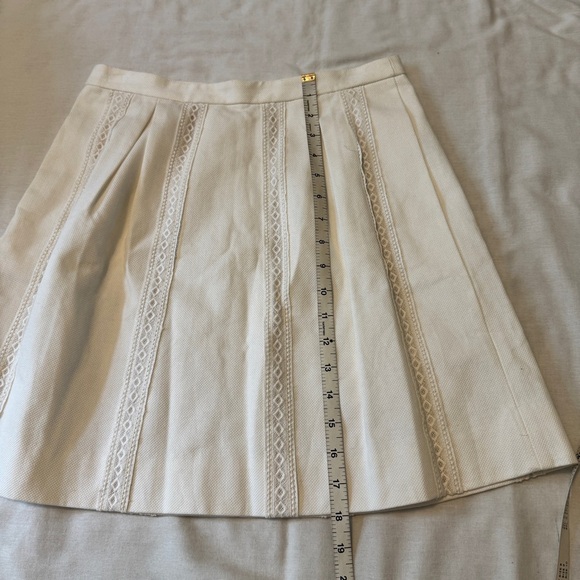 J Crew 2 White Lace Stripe A-Line Mini Skirt ~Sorority Coquette Feminine Classic - Picture 5 of 7